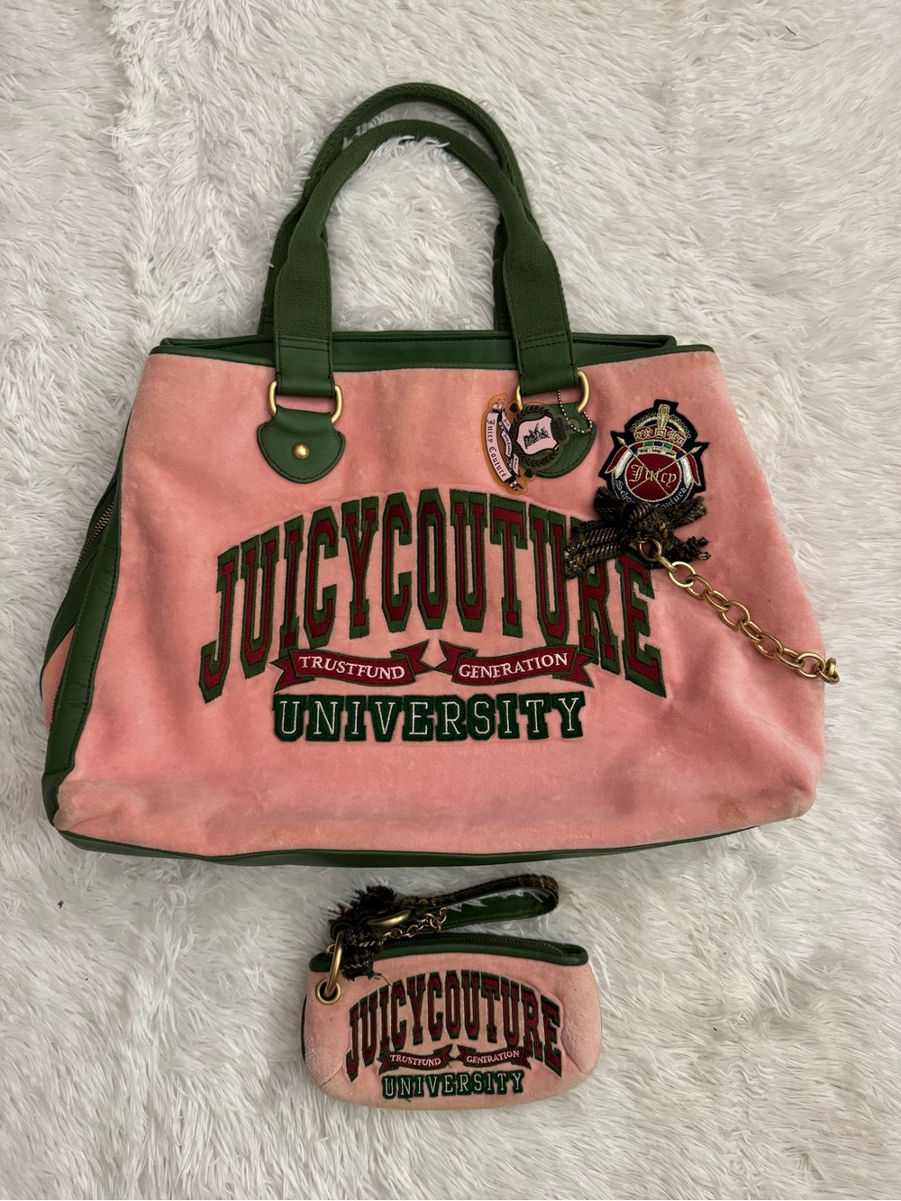RARE Y2K Juicy Couture ‘Juicy University’ Tote Bag and Matching Wristlet! GUC